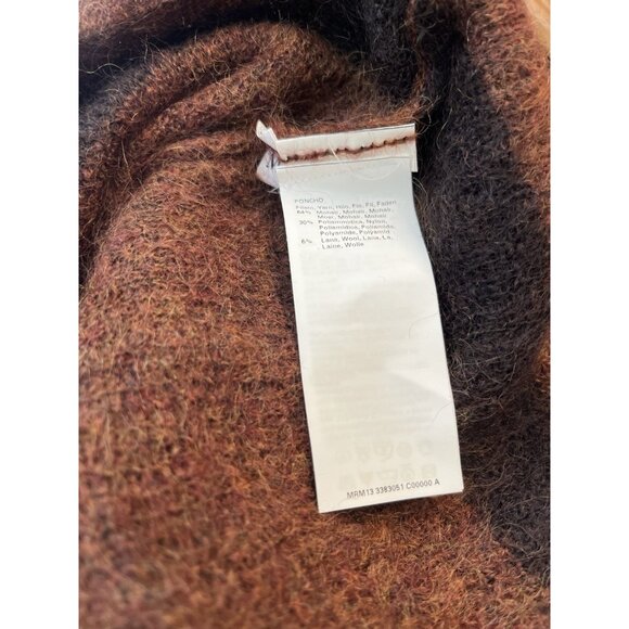 Italian Ladies Medium Cowl Neck Mohair Wool Poncho Pull On Brown Sweater Coat - Picture 5 of 6